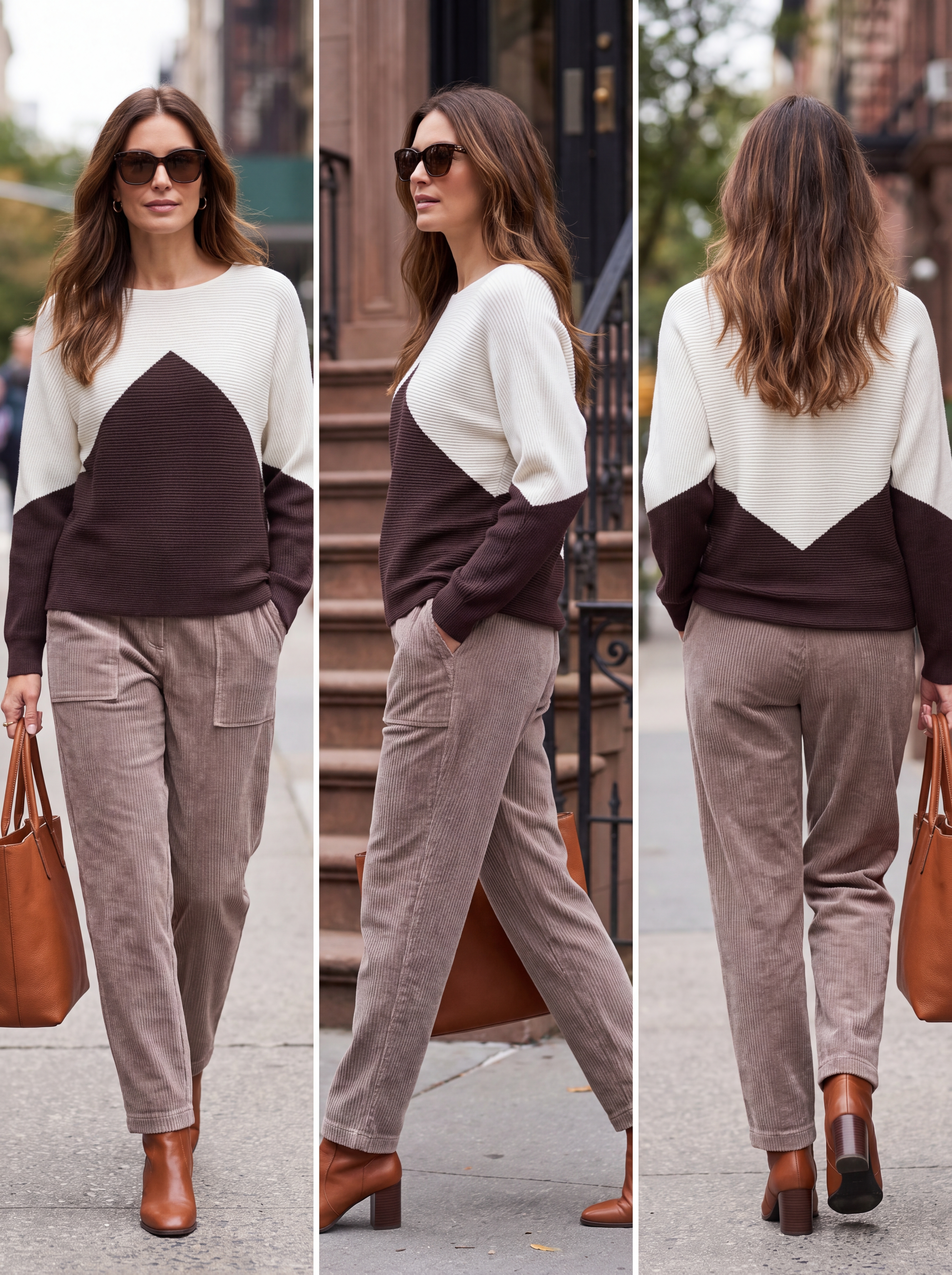 Dámsky pulóver BROADWAY NYC FASHION ESPRESSO - čokoládovo-smotanový s.WEAR 4